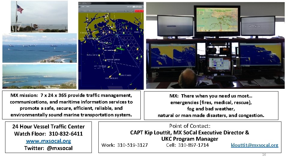 MX mission: 7 x 24 x 365 provide traffic management, communications, and maritime information