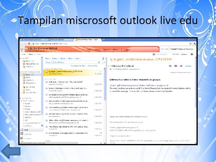 Tampilan miscrosoft outlook live edu 