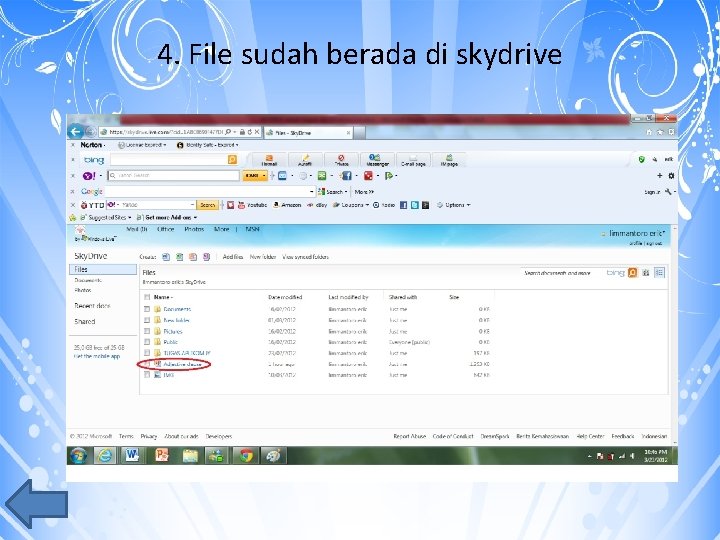 4. File sudah berada di skydrive 