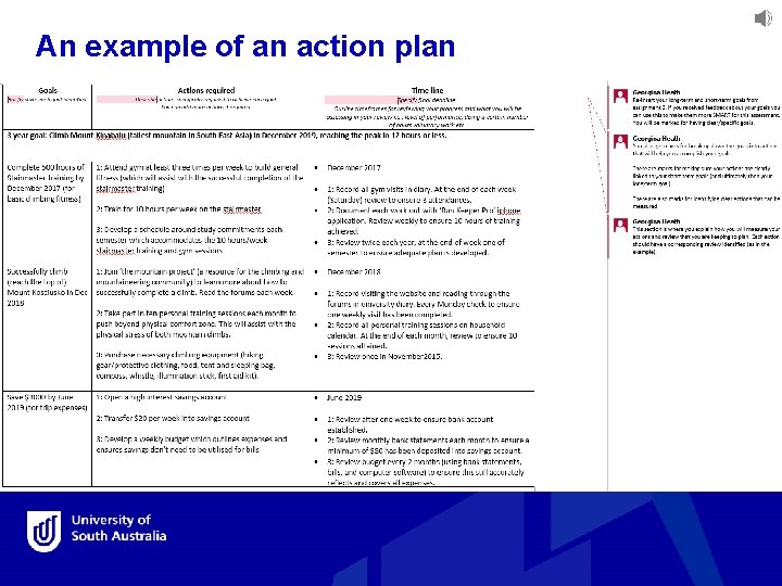 An example of an action plan 