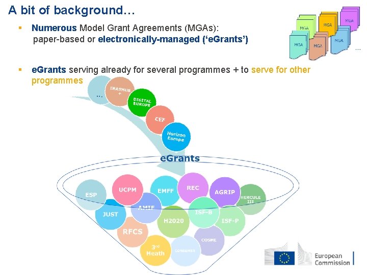 A bit of background… § Numerous Model Grant Agreements (MGAs): paper-based or electronically-managed (‘e.