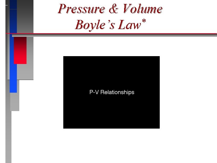 Pressure & Volume Boyle’s Law* 