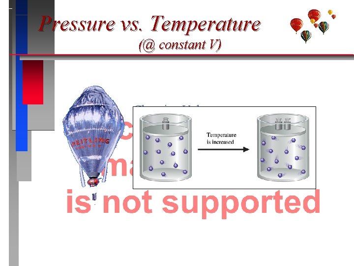 Pressure vs. Temperature (@ constant V) Changing Volume Pressure vs. Temperature (@ constant V) Changing Volume