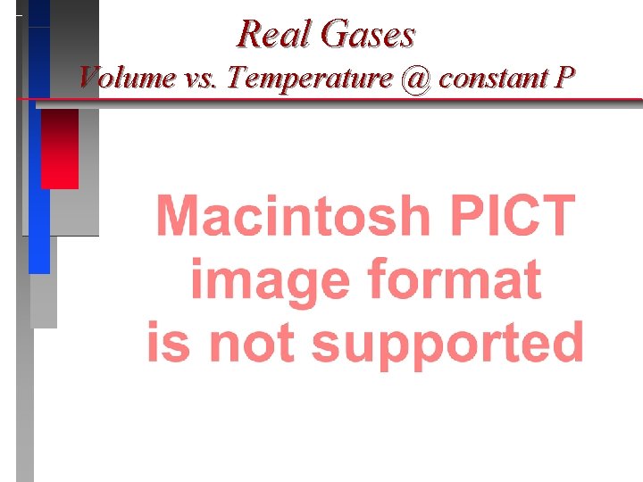 Real Gases Volume vs. Temperature @ constant P 