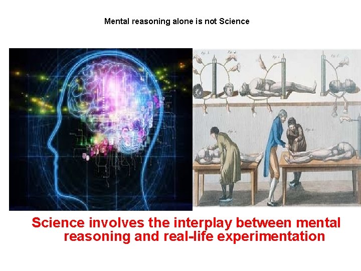 Mental reasoning alone is not Science involves the interplay between mental reasoning and real-life Mental reasoning alone is not Science involves the interplay between mental reasoning and real-life