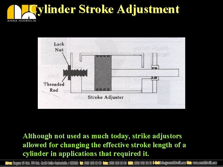 Cylinder Stroke Adjustment Although not used as much today, strike adjustors allowed for changing