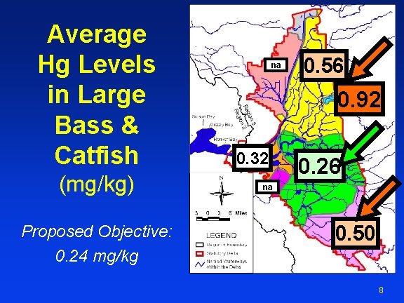 Average Hg Levels in Large Bass & Catfish (mg/kg) Proposed Objective: 0. 24 mg/kg
