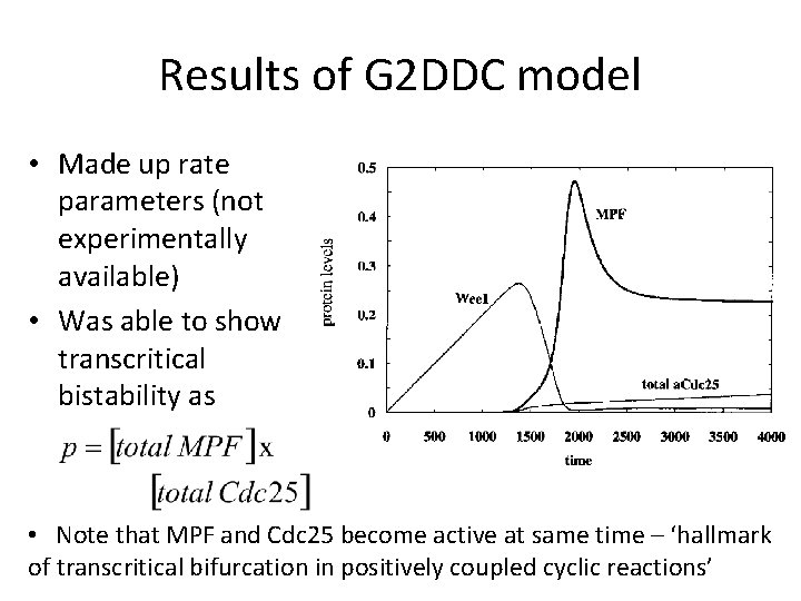 Results of G 2 DDC model • Made up rate parameters (not experimentally available)