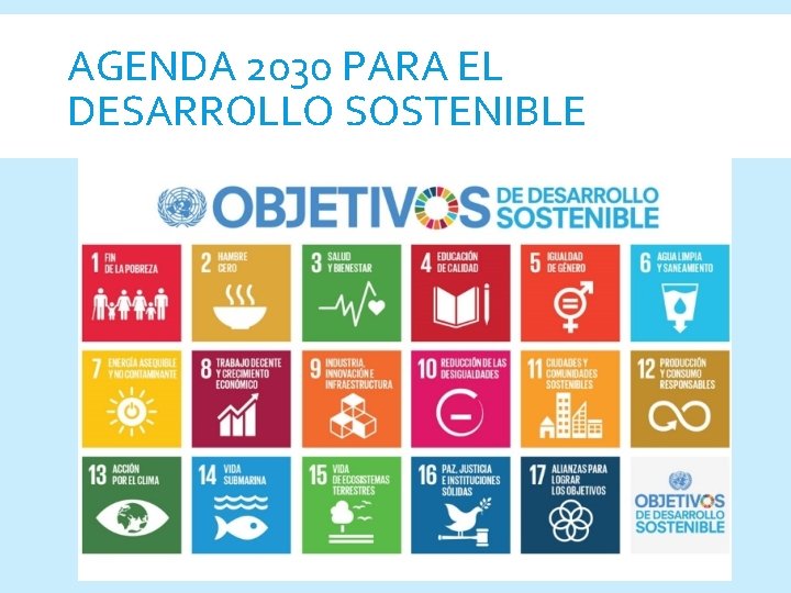 AGENDA 2030 PARA EL DESARROLLO SOSTENIBLE 