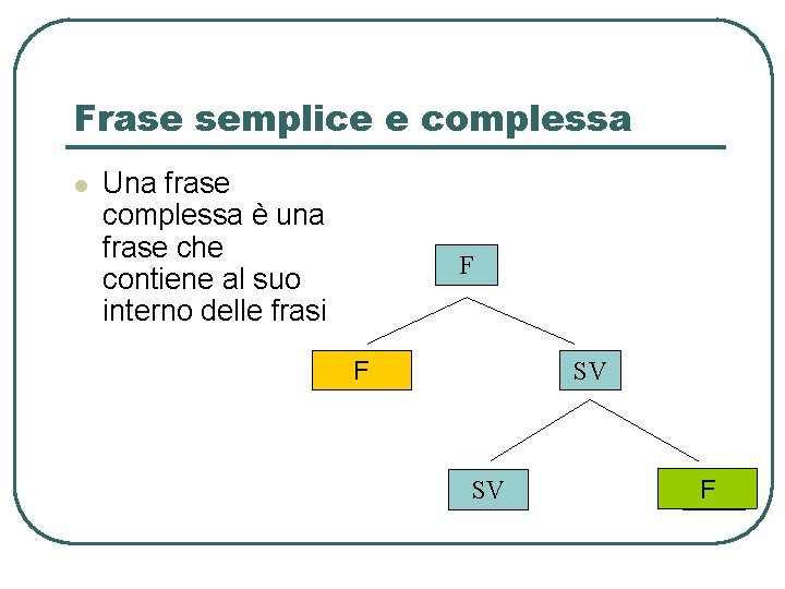 Frase semplice e complessa l Una frase complessa è una frase che contiene al Frase semplice e complessa l Una frase complessa è una frase che contiene al