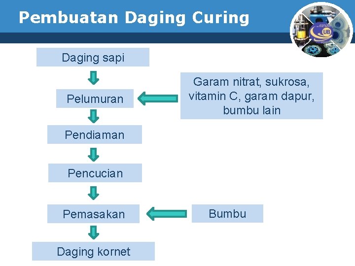 Pembuatan Daging Curing Daging sapi Pelumuran Garam nitrat, sukrosa, vitamin C, garam dapur, bumbu