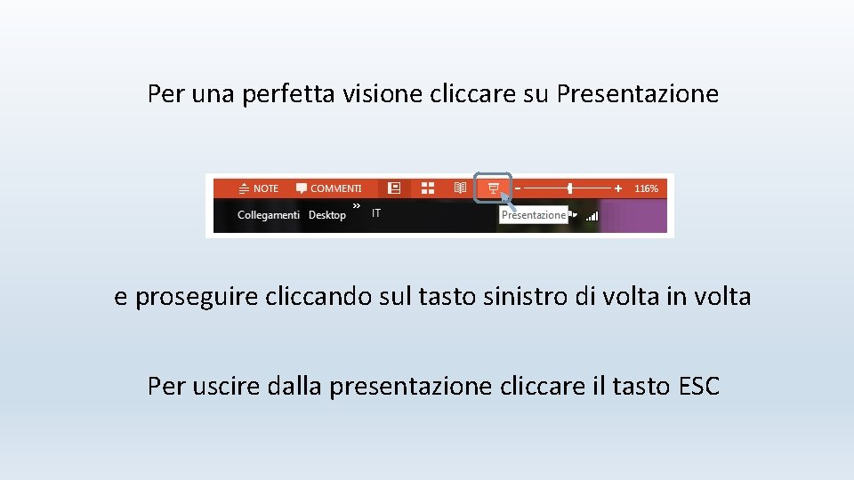 Per una perfetta visione cliccare su Presentazione e proseguire cliccando sul tasto sinistro di