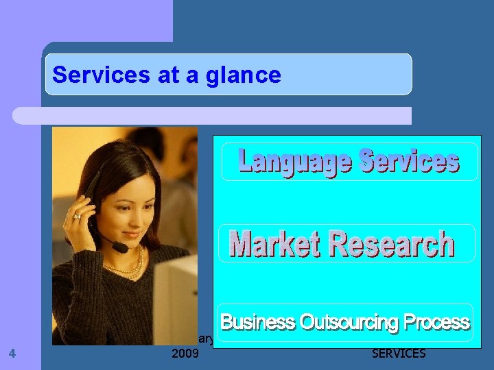 Services at a glance 4 January 2009 PIE MULTILINGUAL SERVICES 
