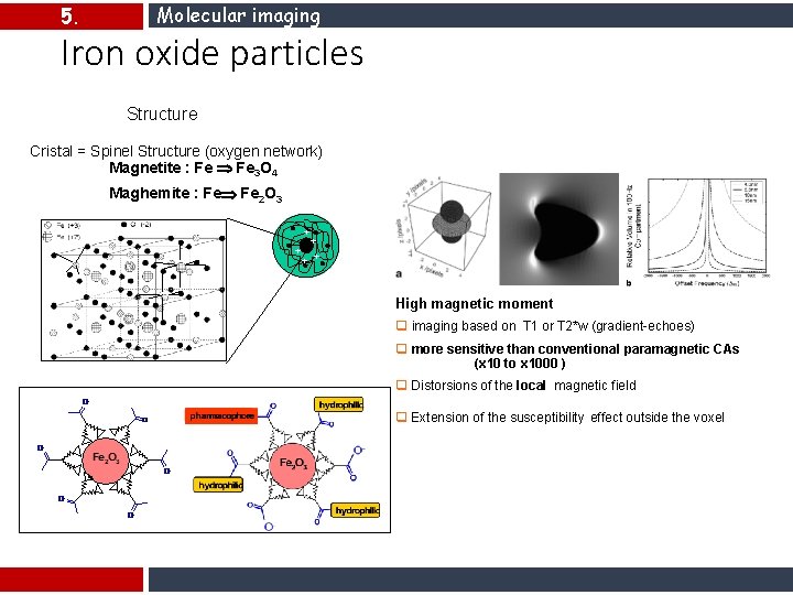 5. Molecular imaging Iron oxide particles Structure Cristal = Spinel Structure (oxygen network) Magnetite