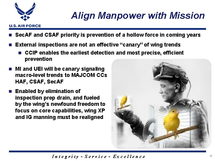 Align Manpower with Mission n Sec. AF and CSAF priority is prevention of a