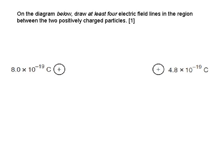 On the diagram below, draw at least four electric field lines in the region