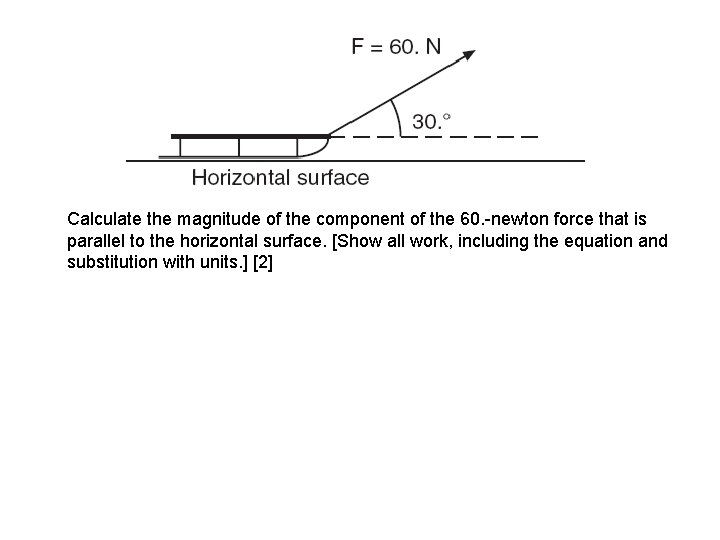 Calculate the magnitude of the component of the 60. -newton force that is parallel