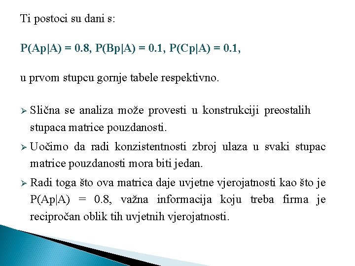 Ti postoci su dani s: P(Ap|A) = 0. 8, P(Bp|A) = 0. 1, P(Cp|A) Ti postoci su dani s: P(Ap|A) = 0. 8, P(Bp|A) = 0. 1, P(Cp|A)