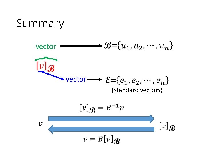 Summary vector (standard vectors) 