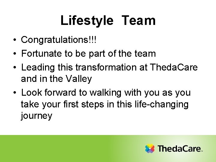 Lifestyle Team • Congratulations!!! • Fortunate to be part of the team • Leading