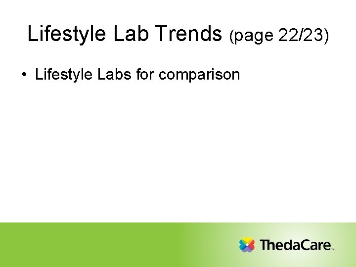 Lifestyle Lab Trends (page 22/23) • Lifestyle Labs for comparison 