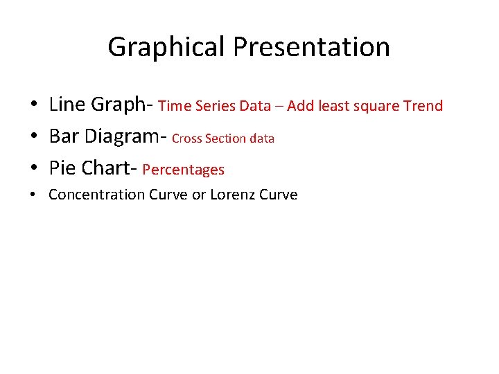 Graphical Presentation • Line Graph- Time Series Data – Add least square Trend •