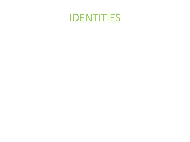 IDENTITIES 