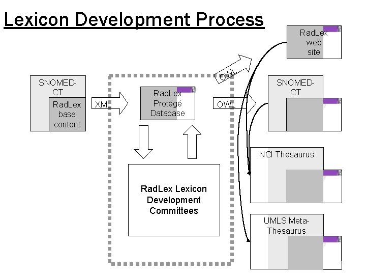 Lexicon Development Process L W O SNOMEDCT Rad. Lex base content XML Rad. Lex