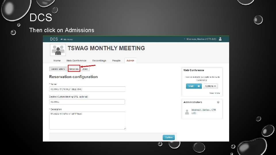 DCS Then click on Admissions 