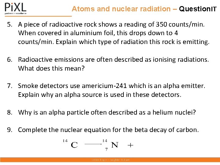 Atoms and nuclear radiation – Question. IT 5. A piece of radioactive rock shows