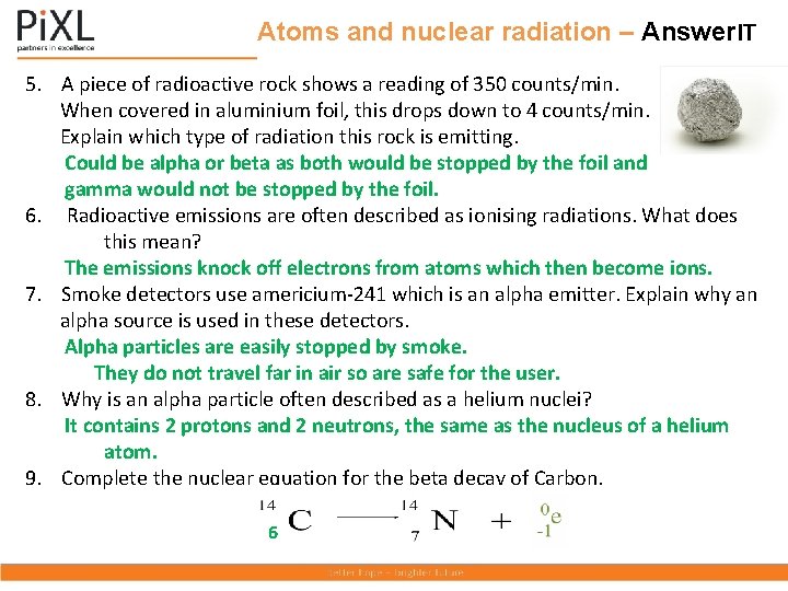 Atoms and nuclear radiation – Answer. IT 5. A piece of radioactive rock shows