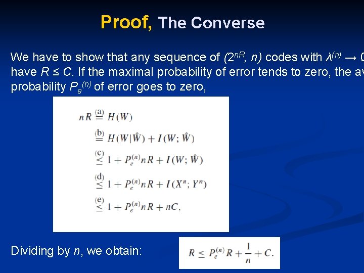 Proof, The Converse We have to show that any sequence of (2 n. R,