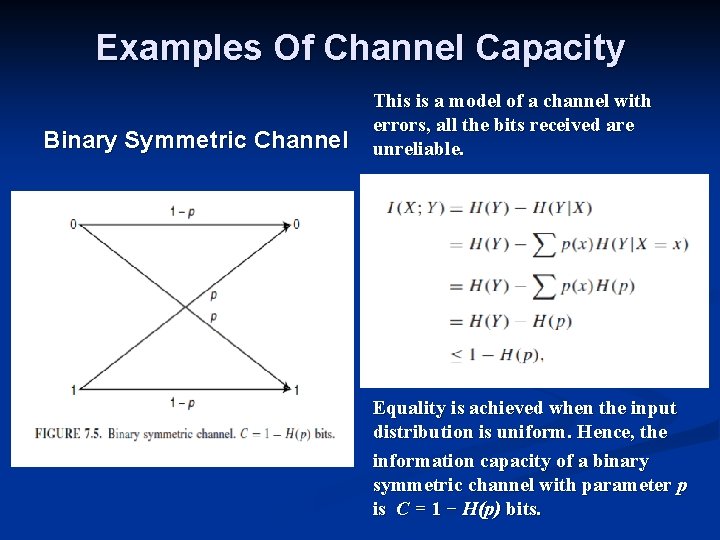 Examples Of Channel Capacity Binary Symmetric Channel This is a model of a channel