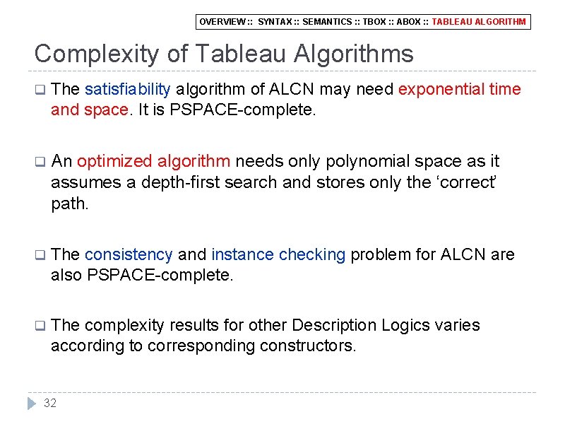 OVERVIEW : : SYNTAX : : SEMANTICS : : TBOX : : ABOX :