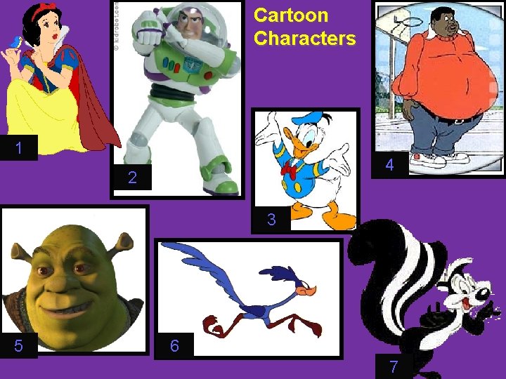 Cartoon Characters 1 4 2 3 5 6 7 