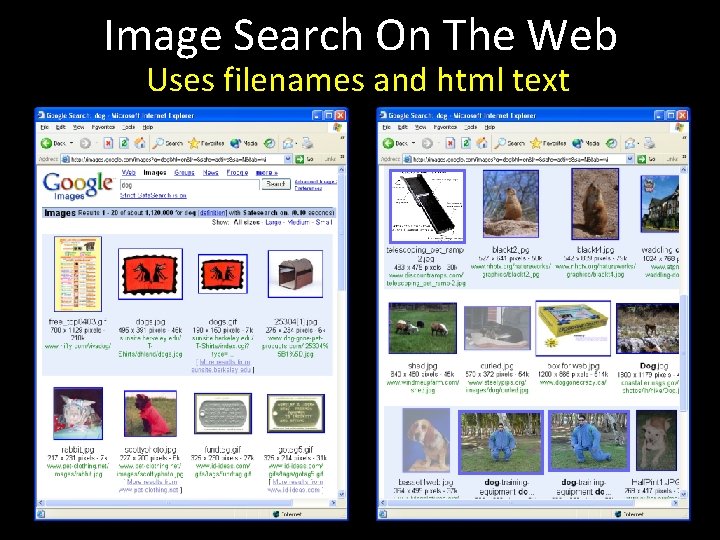 Image Search On The Web Uses filenames and html text 
