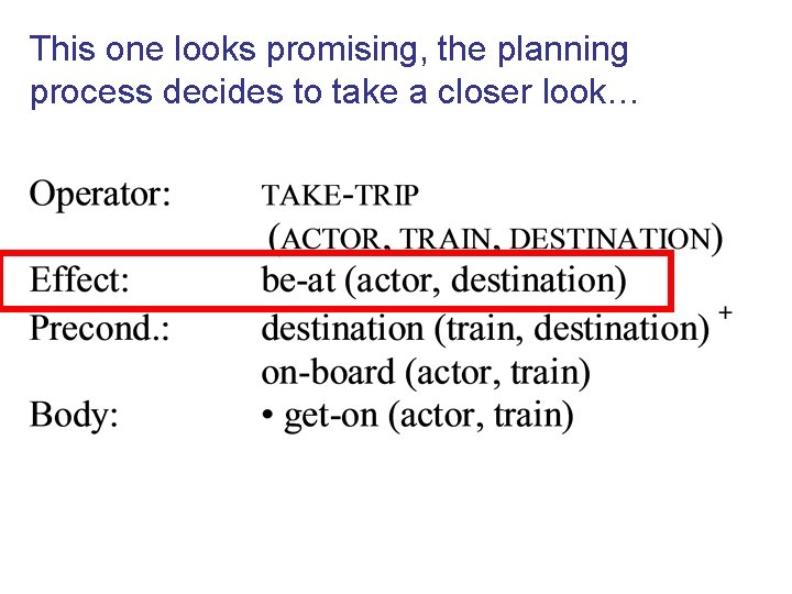 This one looks promising, the planning process decides to take a closer look… This one looks promising, the planning process decides to take a closer look…