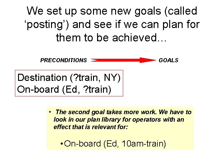 We set up some new goals (called ‘posting’) and see if we can plan We set up some new goals (called ‘posting’) and see if we can plan