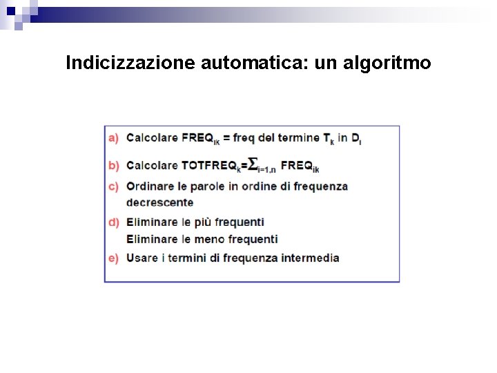 Indicizzazione automatica: un algoritmo 