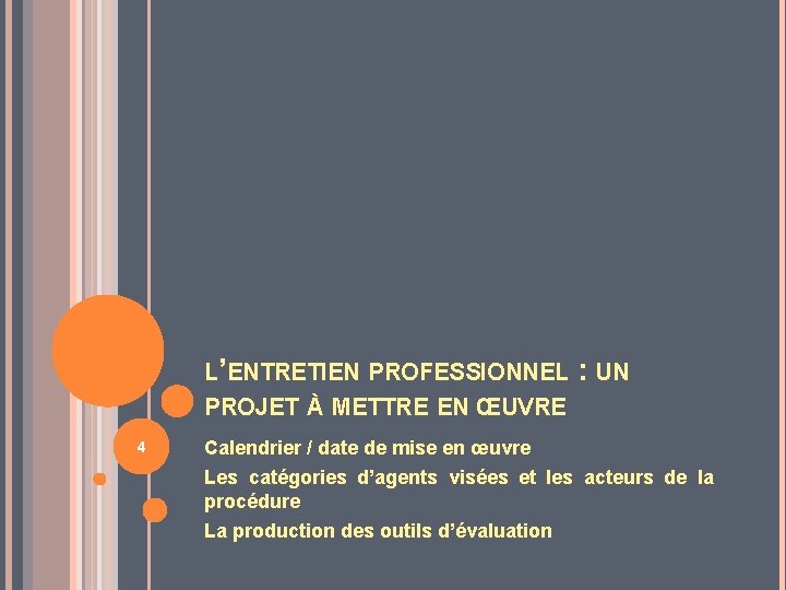 L’ENTRETIEN PROFESSIONNEL : UN PROJET À METTRE EN ŒUVRE 4 Calendrier / date de