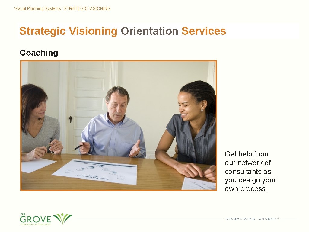 Visual Planning Systems STRATEGIC VISIONING Strategic Visioning Orientation Services Coaching Get help from our