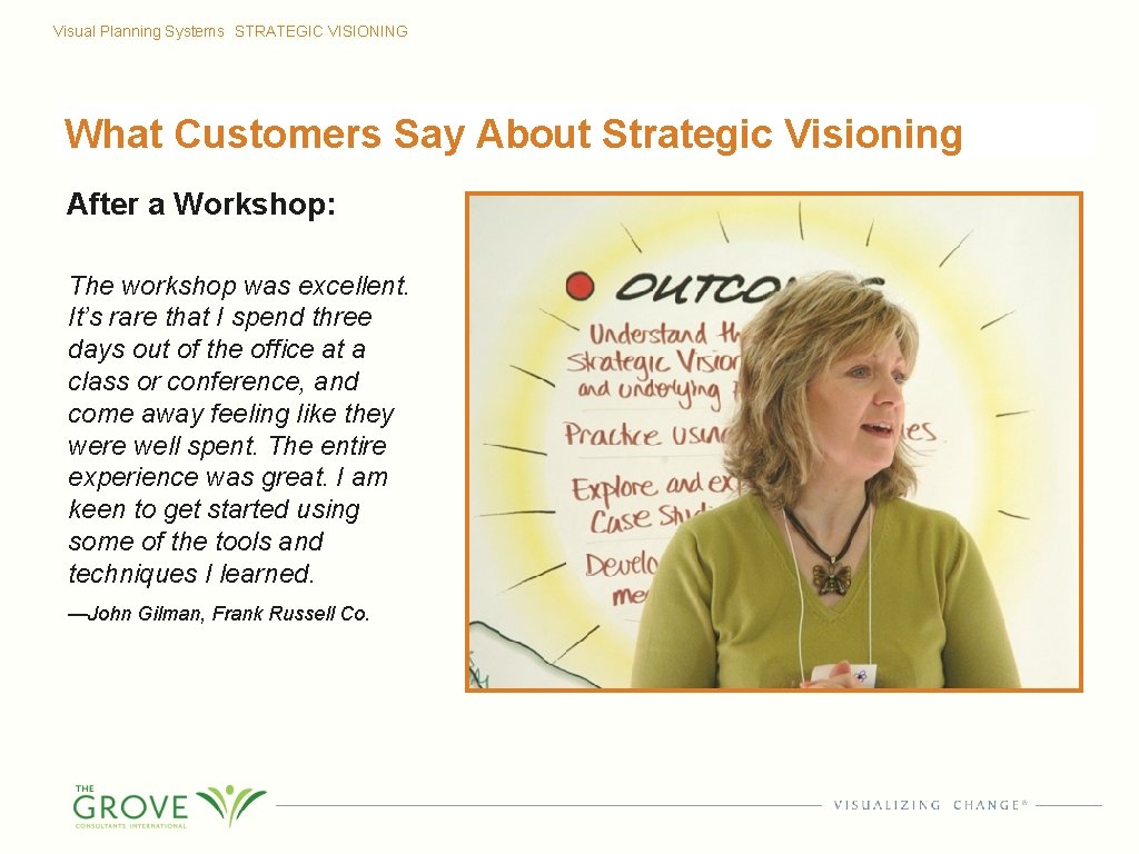 Visual Planning Systems STRATEGIC VISIONING What Customers Say About Strategic Visioning After a Workshop: