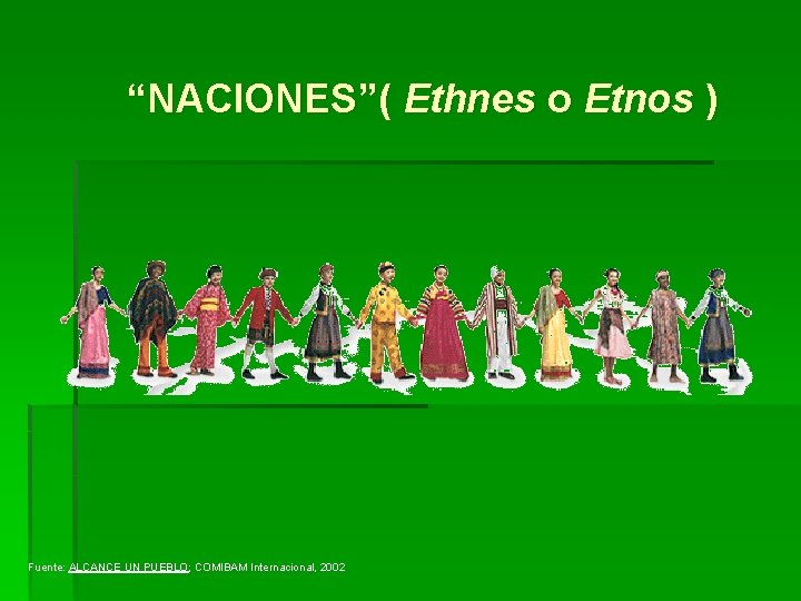 “NACIONES”( Ethnes o Etnos ) Fuente: ALCANCE UN PUEBLO; COMIBAM Internacional, 2002 