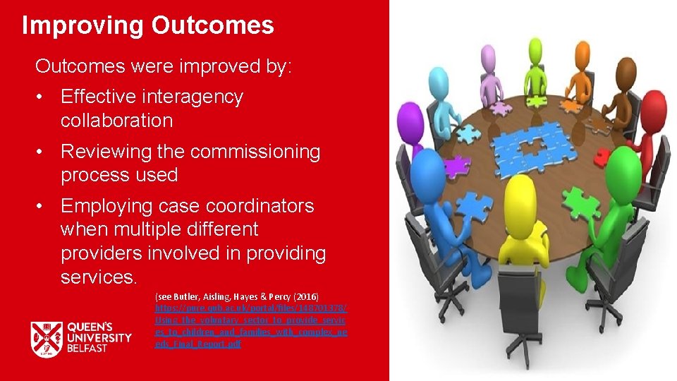 Improving Outcomes were improved by: • Effective interagency collaboration • Reviewing the commissioning process