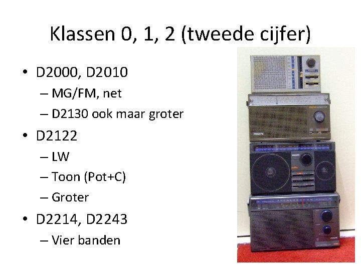 Klassen 0, 1, 2 (tweede cijfer) • D 2000, D 2010 – MG/FM, net Klassen 0, 1, 2 (tweede cijfer) • D 2000, D 2010 – MG/FM, net