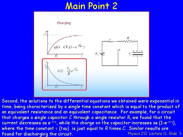 Main Point 2 Second, the solutions to the differential equations we obtained were exponential