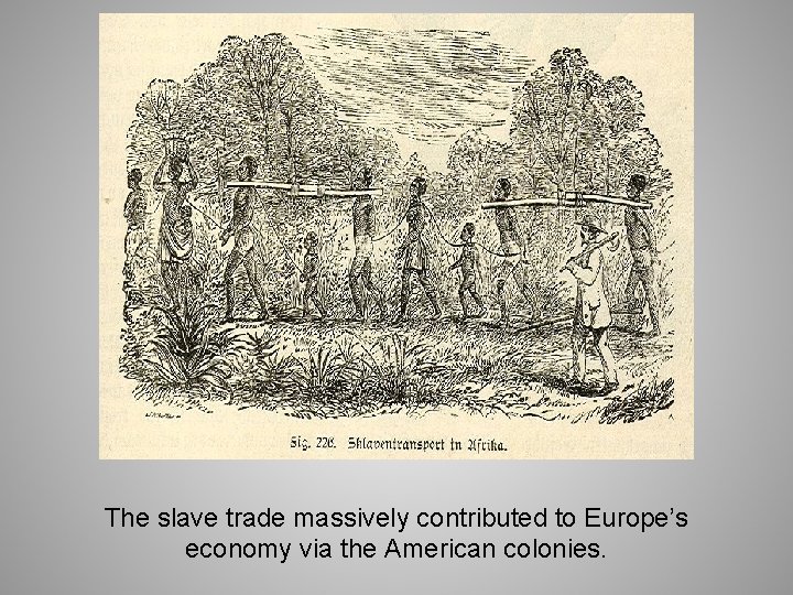 The slave trade massively contributed to Europe’s economy via the American colonies. 
