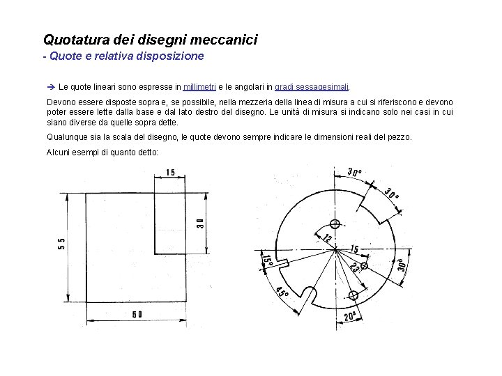 Quotatura dei disegni meccanici - Quote e relativa disposizione è Le quote lineari sono