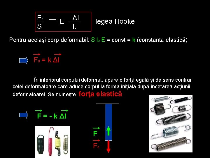 Fd Δl E S l 0 legea Hooke Pentru acelaşi corp deformabil: S l