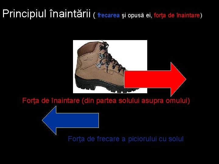 Principiul înaintării ( frecarea şi opusă ei, forţa de înaintare) Forţa de înaintare (din